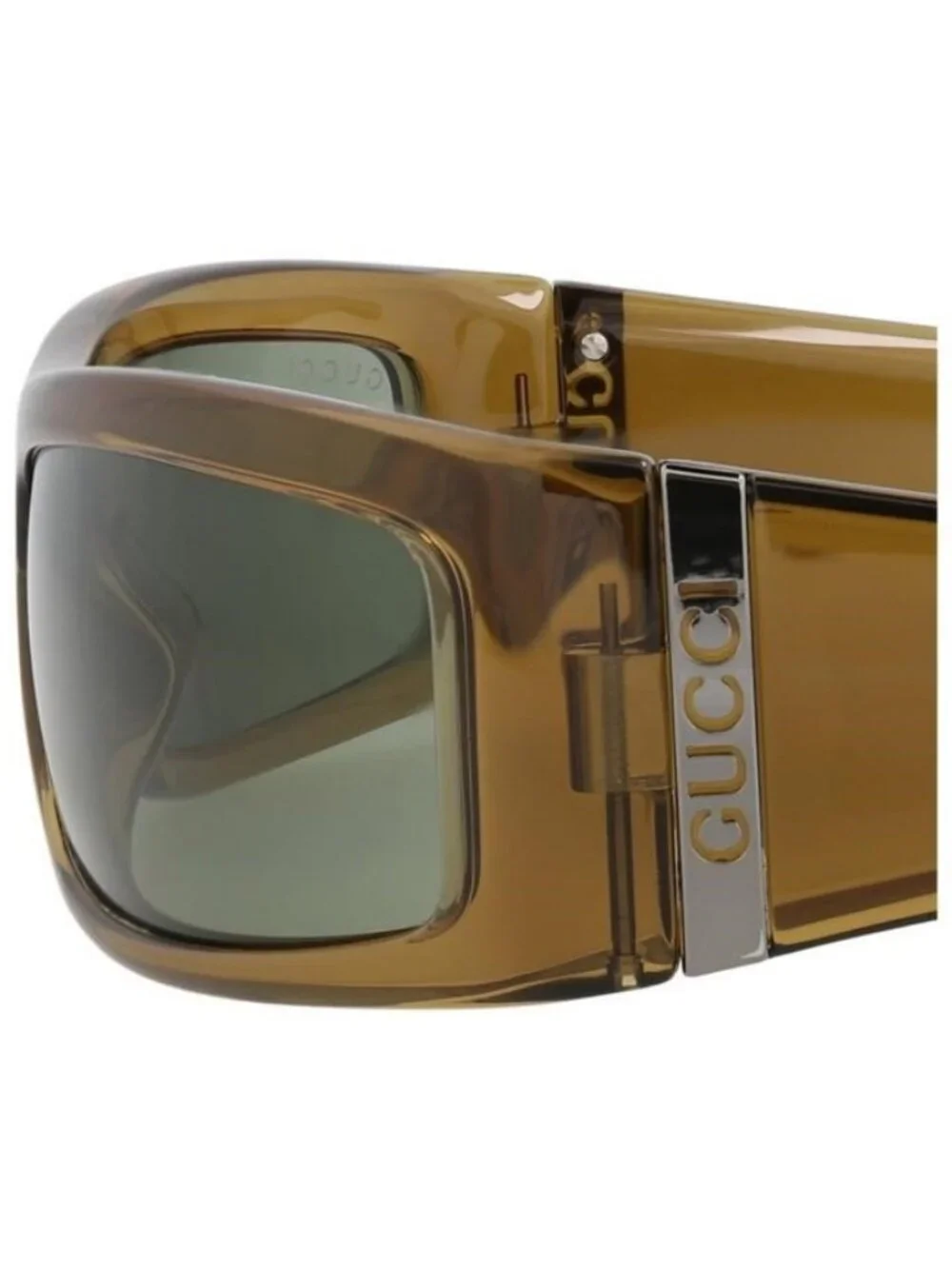 New Gucci Mens Shield/Wrap Brown Brown Green Fashion Designer Sunglasses